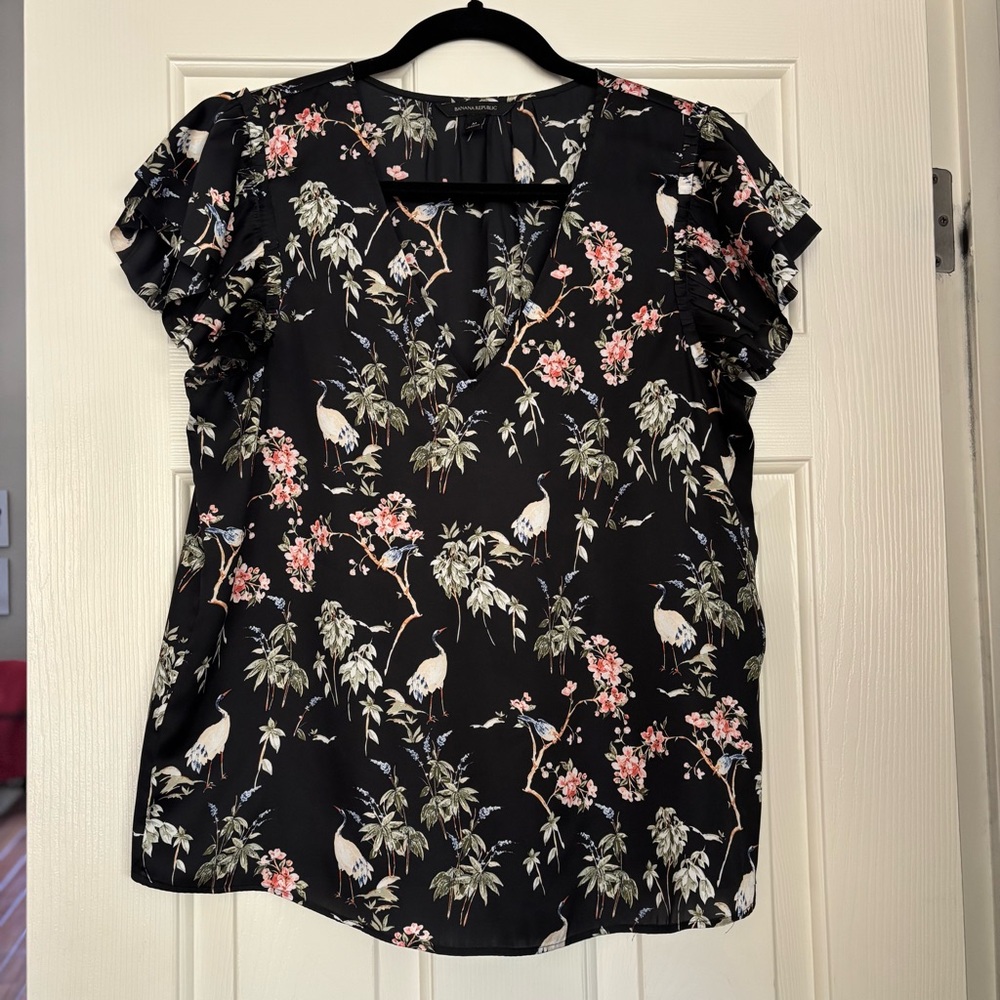 Banana Republic Black Floral Blouse